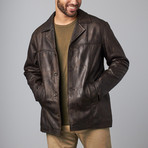 Retro Leather Jacket // Brown (3XL)