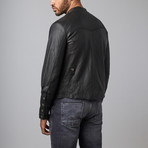 Classic Leather Button-Up Jacket // Black (XL)