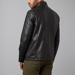 Leather Bomber Jacket // Black (L)