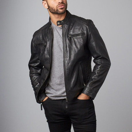 Leather Biker Jacket // Black (XS)
