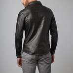 Leather Button-Up Jacket // Black (L)