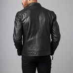 Leather Biker Jacket // Black (L)