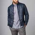 Classic Leather Jacket // Navy (L)
