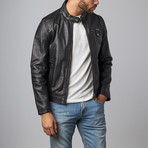 Leather Zip Jacket // Black (XL)