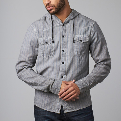 Nathan Hooded Button-Up // Oil Grey (S)
