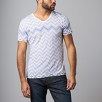 Chevron V-Neck Tee // Navy (S)