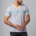 Chevron V-Neck Tee // Beige (S)