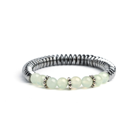 Dell Arte // Hematite + New Jade Bracelet // Silver + Green