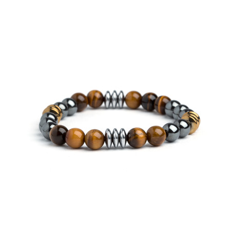 Dell Arte // Tiger Eye + Hematite Bracelet // Brown + Silver