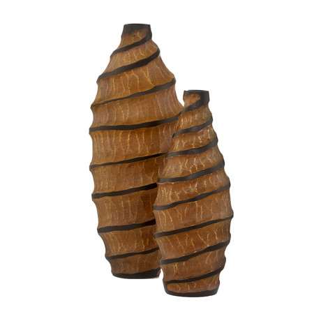 Vortice Wood Vases // Set of 2