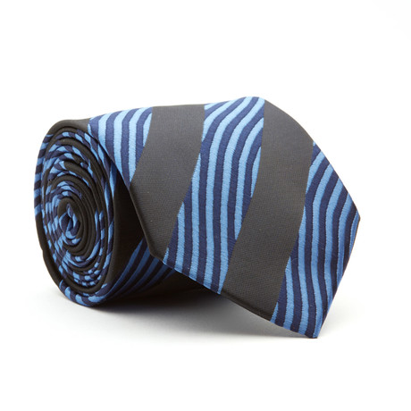 Handmade Tie //  Blue + Black Stripe