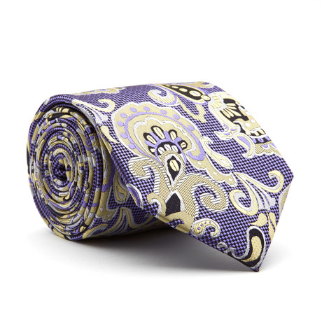 Handmade Tie // Purple + Gold Paisley