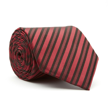 Handmade Tie // Burgandy + Black Stripe