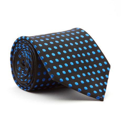 Handmade Tie // Black + Blue Micro Dot