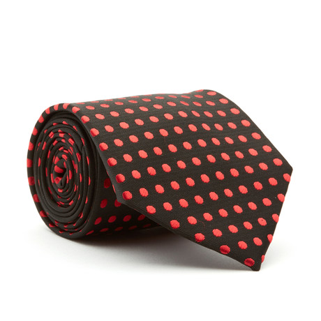 Handmade Tie // Black + Red Micro Dot