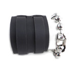 Buckle Leather Cuff Bracelet (Black)