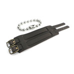 Buckle Leather Cuff Bracelet (Black)