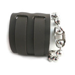 Buckle Leather Cuff Bracelet (Black)