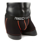 Neon Stitch Boxer Brief // Black + Red (Small)