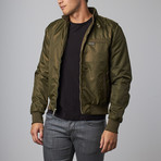 Iconic Racer Jacket Nylon Flight Satin // Army Green (2XL)