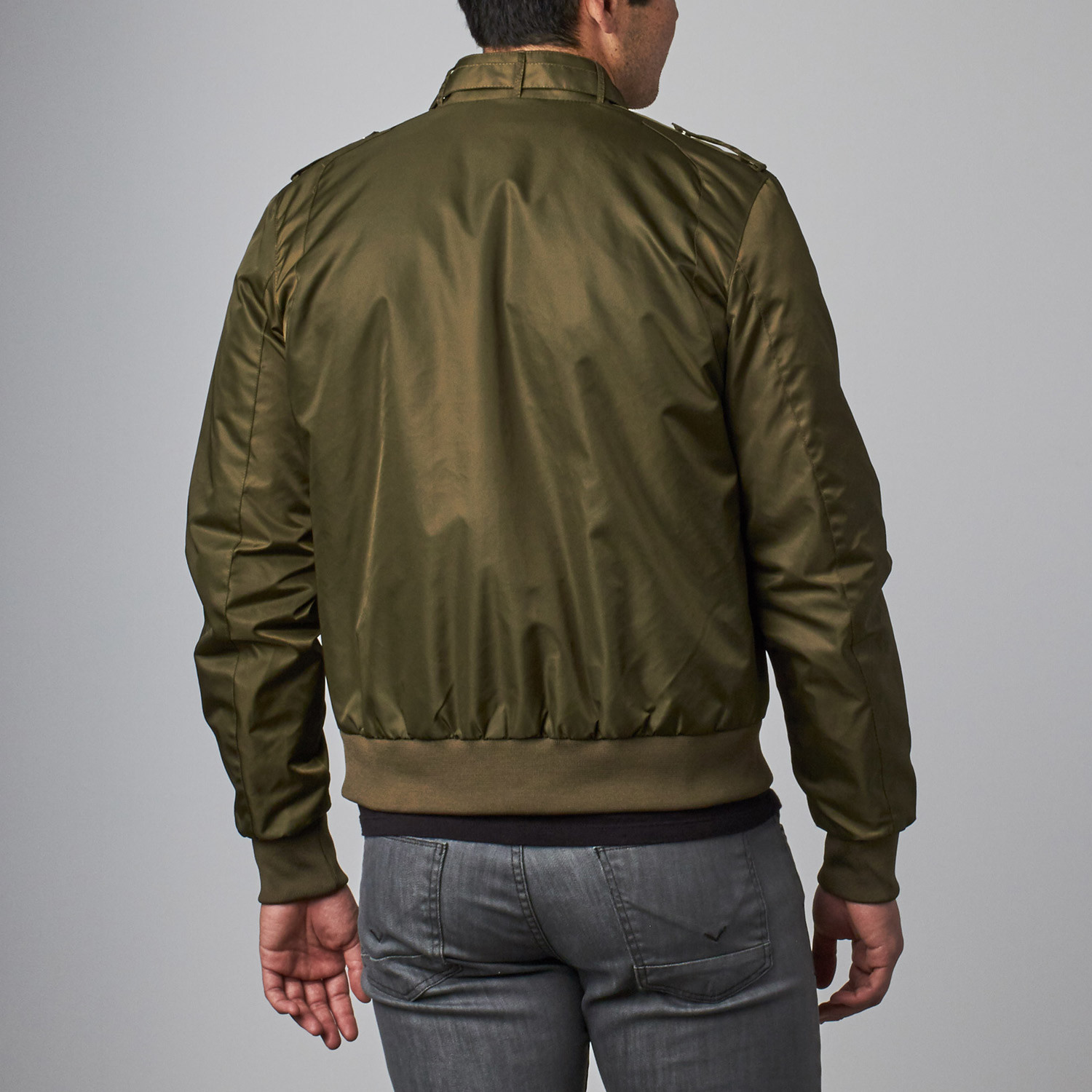 Iconic Racer Jacket Nylon Flight Satin // Army Green (S) - Members Only ...