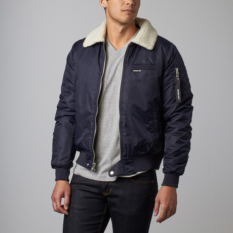 Members Only // Flight Bomber + Sherpa Collar // Navy (S)