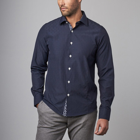 Pattern Dress Shirt // Navy (S)
