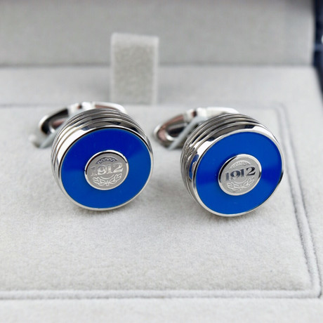 Montegrappa Piacere Cufflinks // Stainless Steel // Blue Resin