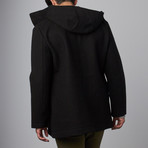 Projekt Raw // Zip-Up Hooded Wool Coat // Black (L)