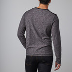 Marled Long Sleeve Graphic Henley // Black (S)