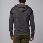 Linear Print Hooded Henley // Mix Charcoal (M)