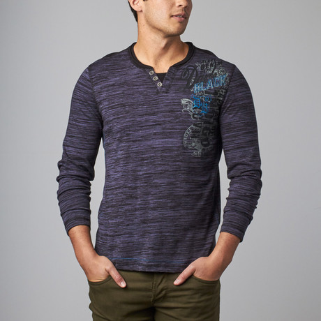 Marled Graphic Henley // Navy (S)