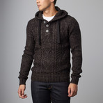 Projek Raw // Cable Knit Sweater Hoodie // Black (L)