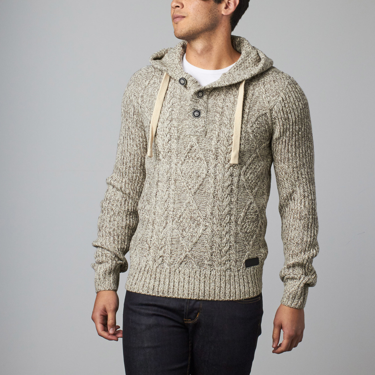 Cable Knit Sweater Hoodie // Ecru (S) Projek Raw Touch of Modern