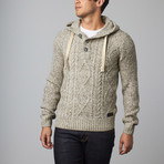 Cable Knit Sweater Hoodie // Ecru (S)