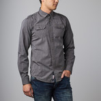 Textured Print Button-Up Shirt // Grey (L)