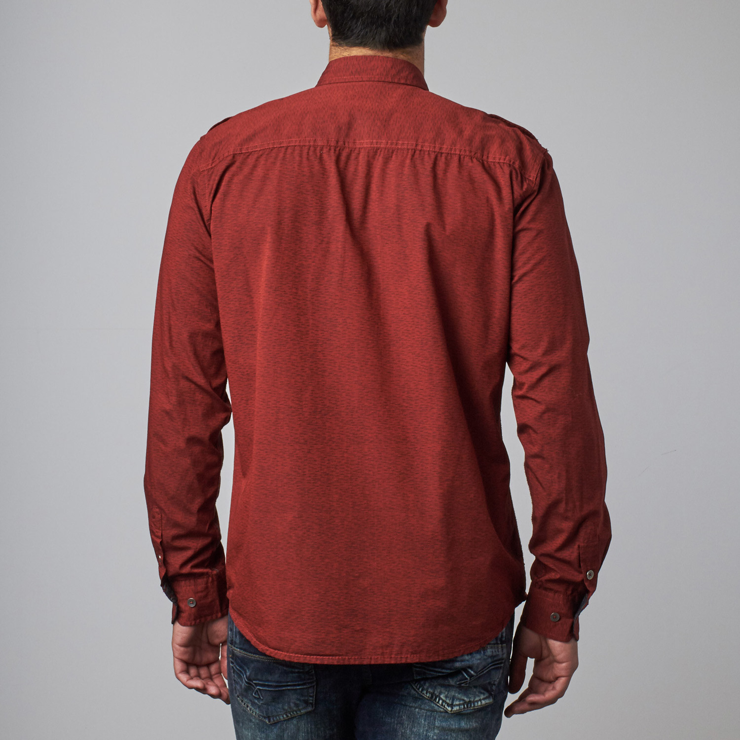 Textured Print Button-Up Shirt // Red (S) - Projek Raw - Touch of Modern