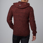 Cable Knit Sweater Hoodie // Burgundy (M)