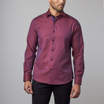 Button-Up Shirt // Burgundry + Navy (M)