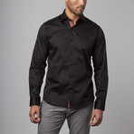 Button-Up Shirt // Black + Grey (L)