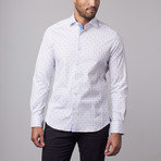 Button-Up Shirt // White + Blue (L)