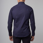 Button-Up Shirt // Navy + Burgundy Dots (2XL)