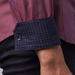 Button-Up Shirt // Burgundry + Navy (L)