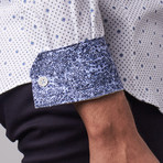 Button-Up Shirt // White + Blue (L)