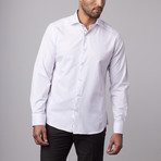 Button-Up Shirt // White Textured + Navy (L)