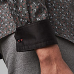 Button-Up Shirt // Grey + Black Floral (4XL)