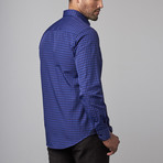 Button-Up Shirt // Grey + Blue Checks (L)