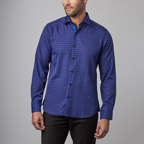 Button-Up Shirt // Grey + Blue Checks (S)