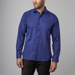Button-Up Shirt // Grey + Blue Checks (L)