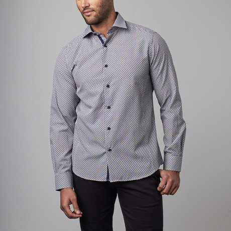 Button-Up Shirt // White + Black (S)